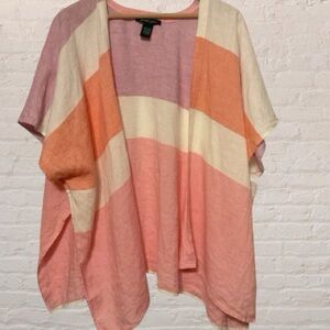 Faith & Zoe linen Kimono in cream,Pink,lavender & tangerine ONE SIZE